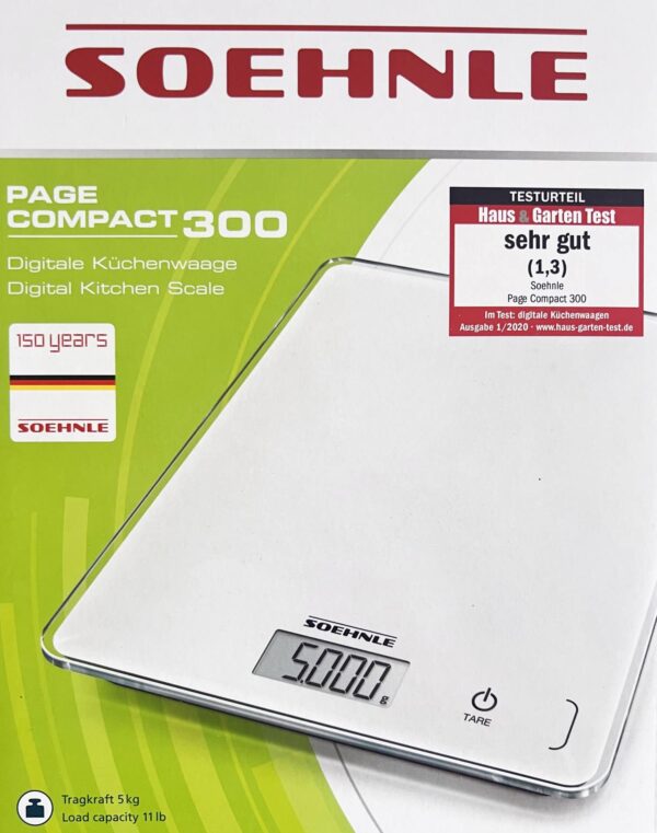 Soehnle Digital-Küchen-Waage Compact 300 bis 5-Kg Weiss NEU