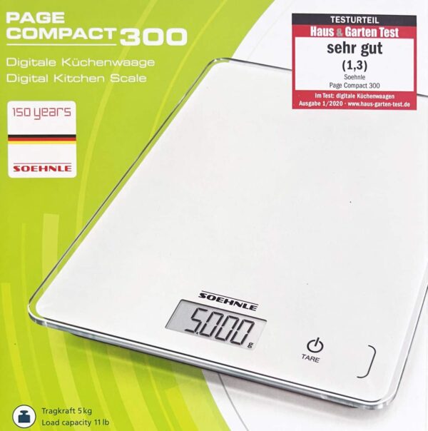 Soehnle Digital-Küchen-Waage Compact 300 bis 5-Kg Weiss NEU – Bild 2