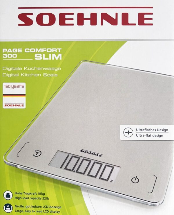 Soehnle Digital-Küchen-Waage Page Comfort 300 Slim bis 10-Kg Silber Grau NEU