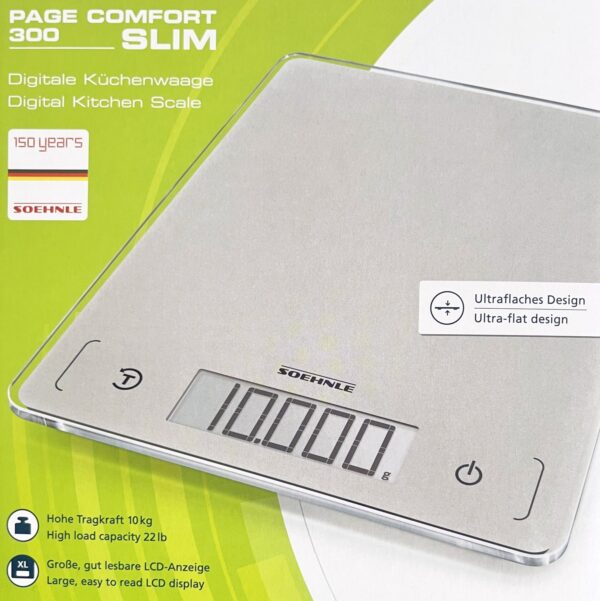 Soehnle Digital-Küchen-Waage Page Comfort 300 Slim bis 10-Kg Silber Grau NEU – Bild 2