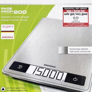 Soehnle Digital-Küchen-Waage Page Profi 200 bis 15-Kg Edelstahl Silber NEU
