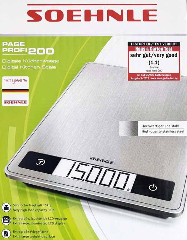 Soehnle Digital-Küchen-Waage Page Profi 200 bis 15-Kg Edelstahl Silber NEU