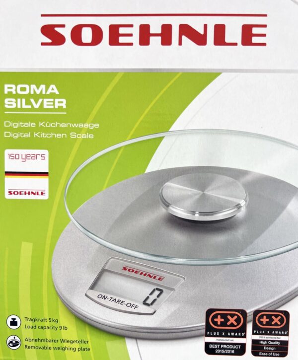 Soehnle Digital-Küchen-Waage ROMA Silver bis 5-Kg Silber NEU
