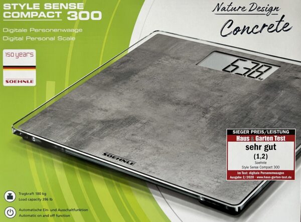 Soehnle Digital-Personen-Waage Compact 300 bis 180 Kg Grau Natur-Stein NEU – Bild 2