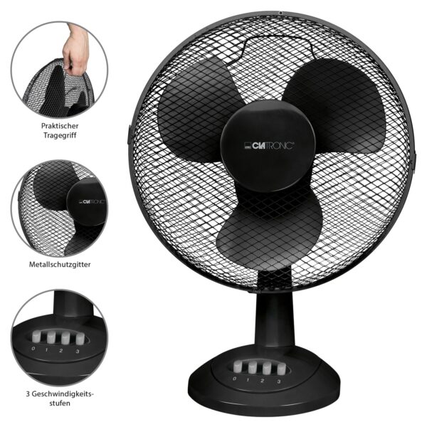 Stand-Ventilator Tisch-Ventilator Ø 30 cm 40 W Schwarz NEU – Bild 3