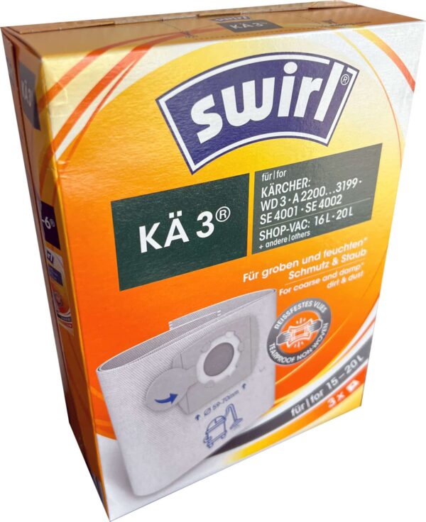6 Swirl Kä3 Staubsaugerbeutel für Kärcher Einhell Shop-Vac Staubsauger 15-20 L – Bild 2