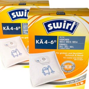 6 Swirl Kä4-6 Staubsaugerbeutel für Kärcher Einhell Staubsauger 20-30 Liter