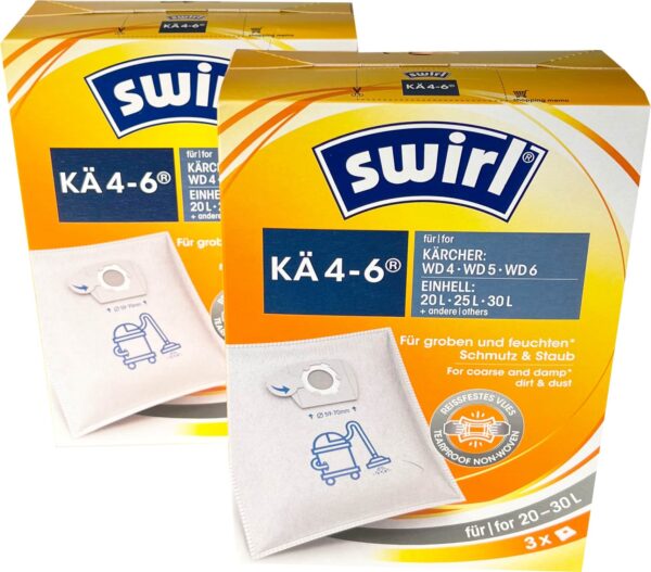 6 Swirl Kä4-6 Staubsaugerbeutel für Kärcher Einhell Staubsauger 20-30 Liter