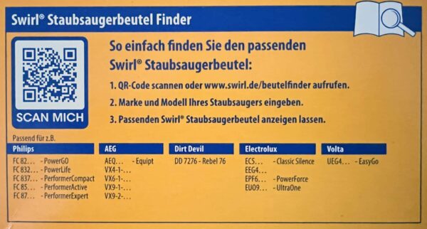 8 Swirl Staubsaugerbeutel PH86 PH96 für Philips AEG Volta + 2 Abluftfilter NEU – Bild 3