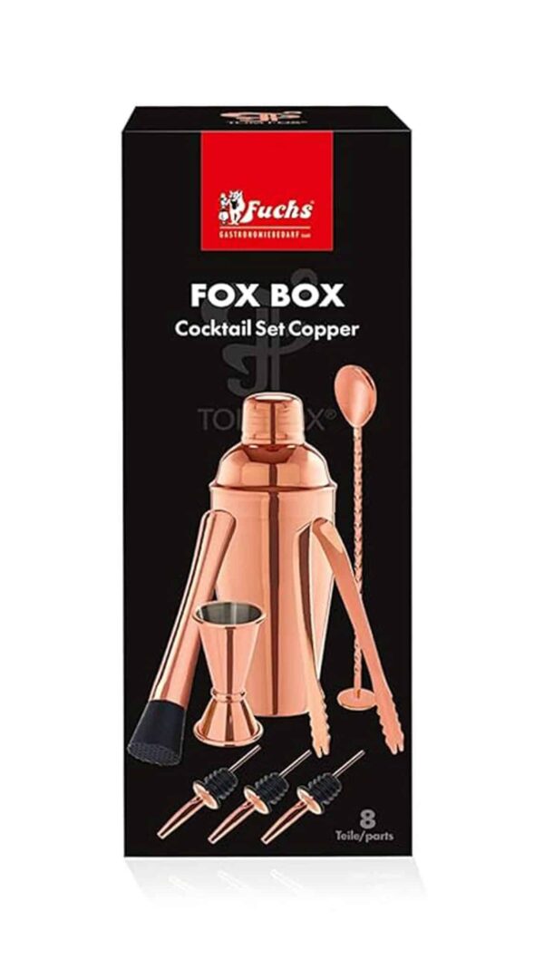 TOM FOX Edelstahl Bar-Set Kupfer Barmixer Shaker 8 tlg. in Geschenkbox NEU – Bild 2