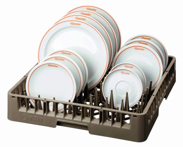 Bartscher Tellerkorb Tablettkorb für Spülmaschine 500 x 500 x 100 mm Braun