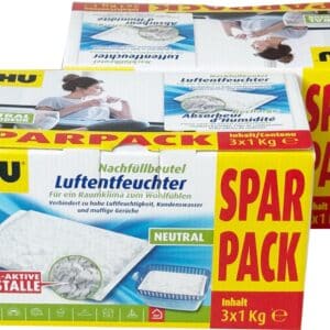 2× UHU Luftentfeuchter Nachfüllbeutel 6×1000g gegen Feuchtigkeit und Schimmel
