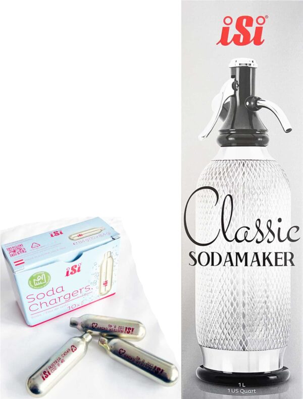 isi Soda Maker Classic 1 Liter Flasche + 10x Soda Kapseln NEU