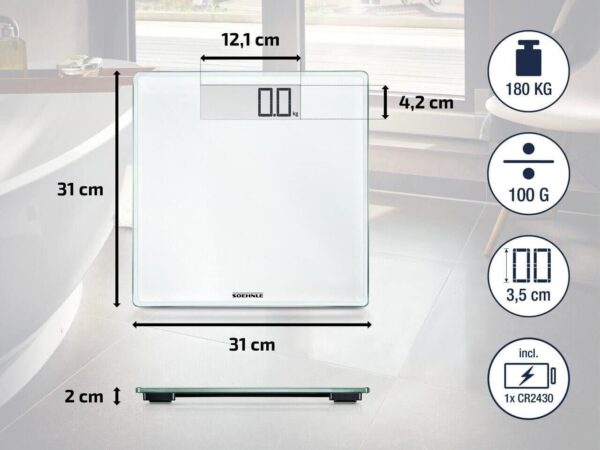Soehnle Digital-Personen-Waage Comfort 100 bis 180 Kg Weiss Glas NEU – Bild 5