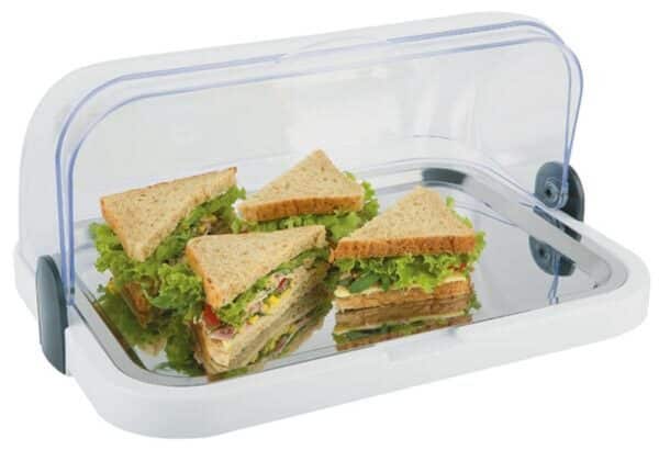 APS Buffetvitrine Rolltop-Präsenter Hotel Buffet gekühlt mit Akkus Weiss NEU