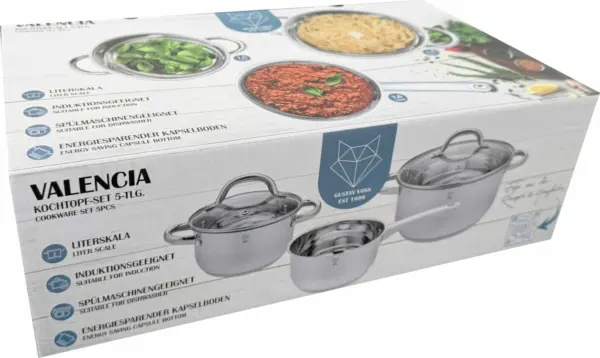 VALENCIA Edelstahl Kochtopf-Set Stieltopf Topf-Set 5-tlg. Ø 16, 20 cm NEU – Bild 2
