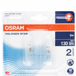 20x OSRAM G4 Halogen Stiftsockel-Birne Lampe dimmbar 12V 10W 2800K Warm-Weiss