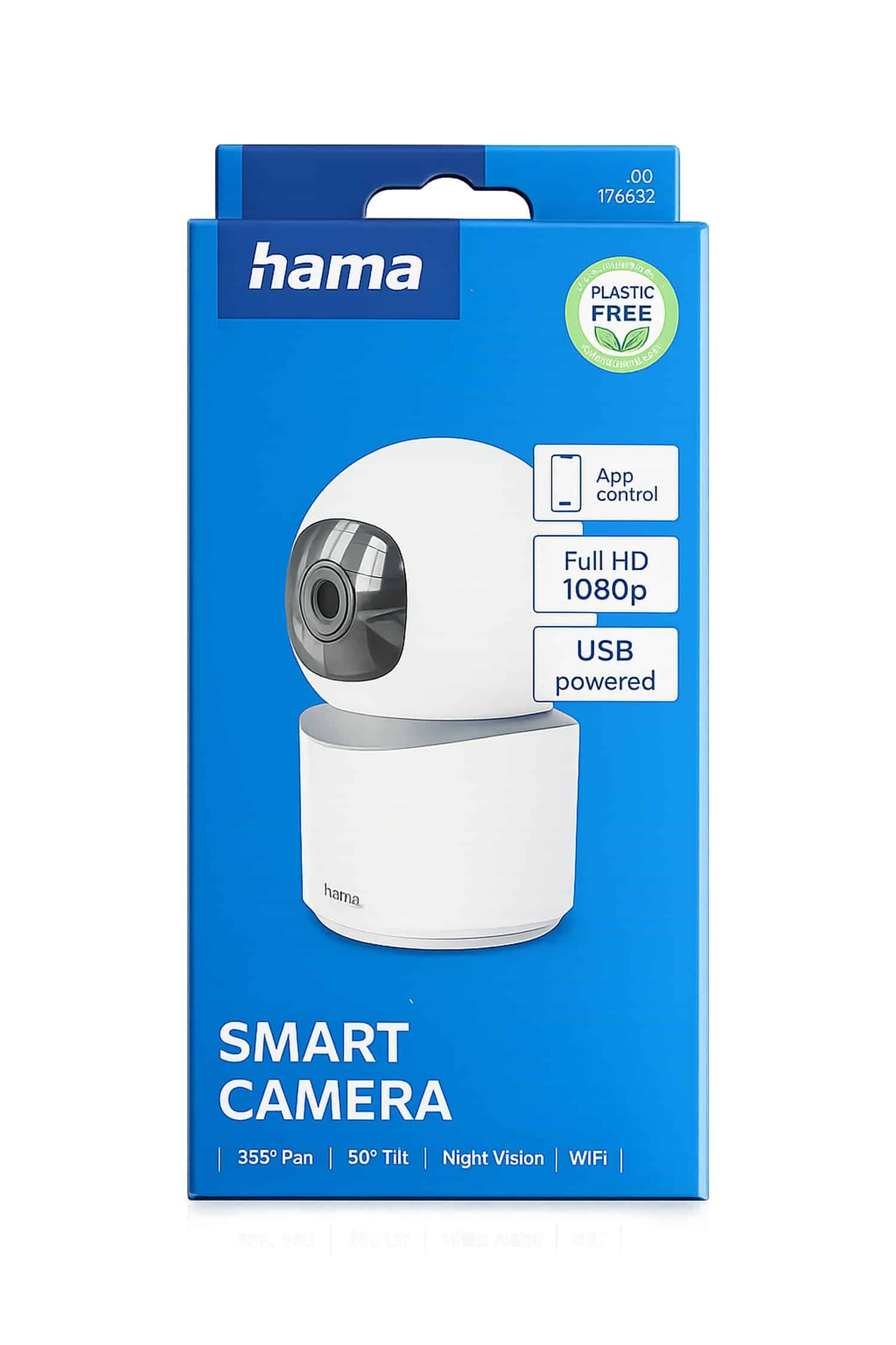 Hama Smart Home Überwachungs-Kamera WLAN Full-HD 1080p IR schwenkbar Weiss