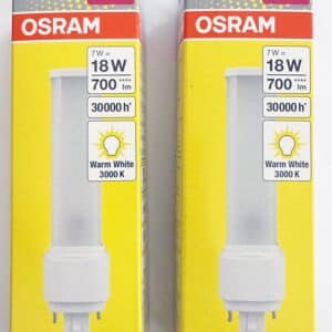 2x OSRAM DULUX LED-Stabform Lampe G24d-2 Birne 220V 7 = 18W 3000K Warm-Weiss