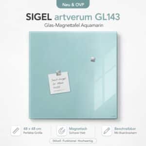 SIGEL Glas Magnettafel Magnetboard artverum GL119 48x48 cm Aquamarin NEU
